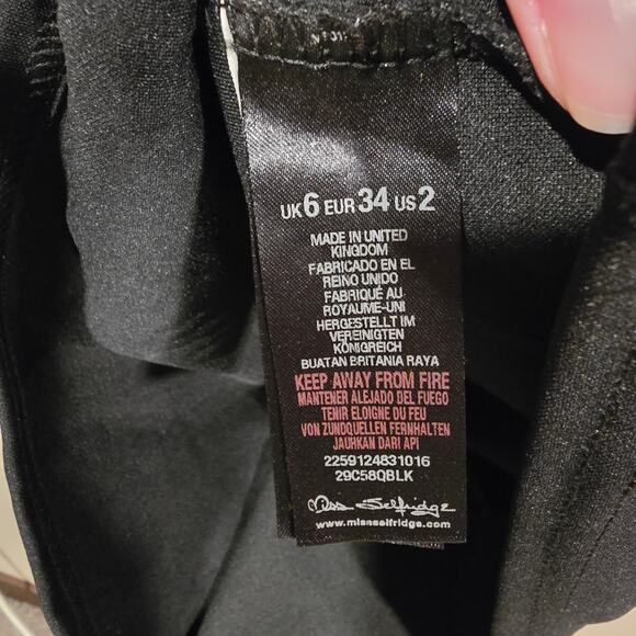 Women's Miss Selfridge Black Beaded Long Sleeve Bodycon Party Dress | Size 2 - Picture 9 of 11